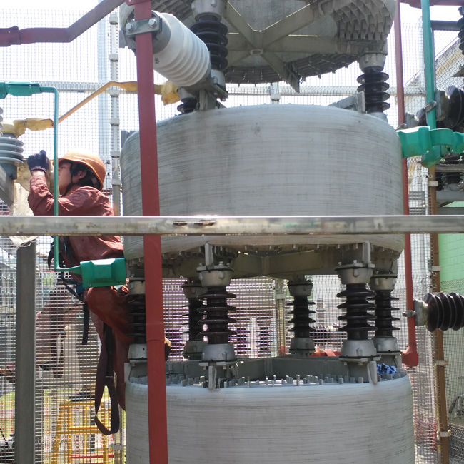 龍巖220kV赤水變電站10kV電容器Ⅰ、Ⅲ組支柱瓷瓶，全封閉干式放電線圈，串聯(lián)電抗器-（透明防污閃涂料）
